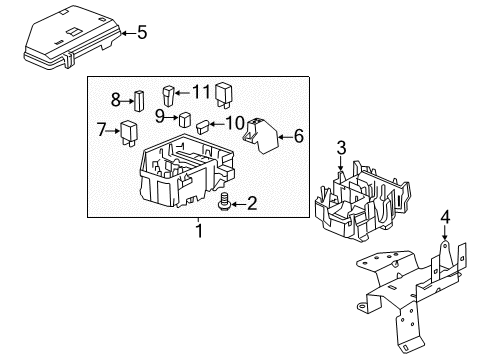 2010 Cadillac CTS Electrical Components Block Asm-Engine Wiring Harness Junction Diagram for 20850789