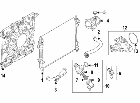 2021 Ford Mustang Cooling System, Radiator, Water Pump, Cooling Fan Water Pump Diagram for KR3Z-8501-A