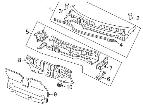 1997 Honda CR-V Cowl Dashboard (Lower) Diagram for 61500-S10-A01ZZ