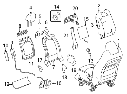 2013 GMC Acadia Front Seat Components Headrest Diagram for 23433511