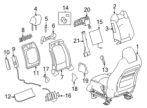 2013 GMC Acadia Front Seat Components Seat Back Cover Diagram for 23325547