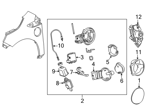 2012 Chevrolet Volt Fender & Components Cap Diagram for 22879632