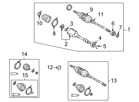 2011 Lexus LS600h Drive Axles - Front Ring, Drive Shaft Snap Diagram for 43425-07020