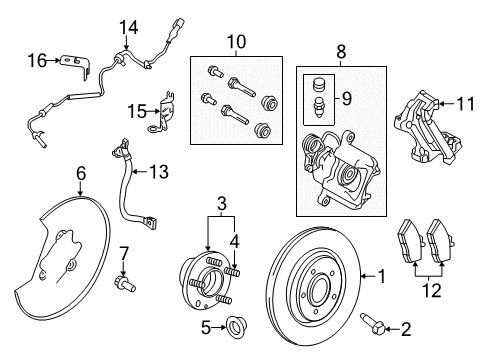 2011 Lincoln MKS Brake Components Rear Speed Sensor Diagram for 8A8Z-2C190-A