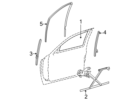 2005 Dodge Dakota Front Door - Glass & Hardware Seal-Front Door Diagram for 55359401AD