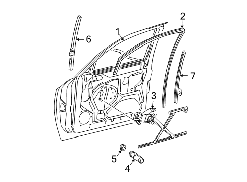 2004 Dodge Dakota Front Door - Glass & Hardware Seal-Front Door Glass Run Diagram for 55257401AG