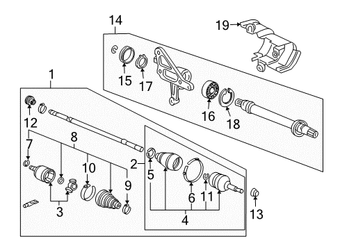 2006 Acura RL Drive Axles - Front Boot Set, Inboard Diagram for 44017-SJK-010