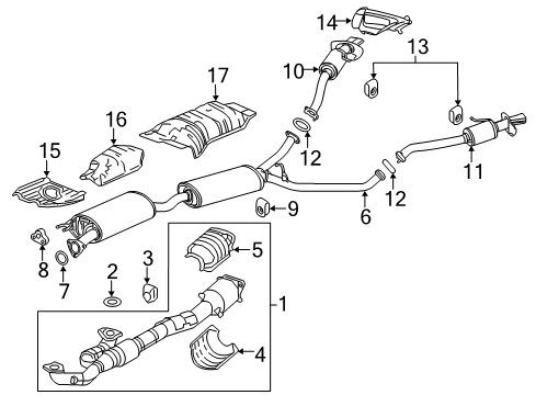 2020 Acura MDX Exhaust Components Tail Complete, Exhaust Passenger Side Diagram for 18330-TYR-A01