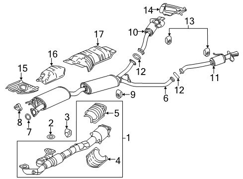 2020 Acura MDX Exhaust Components Plate B, Floor Heat Baffle Diagram for 74603-TZ5-A00