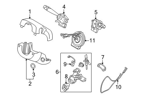 2009 Kia Rio5 Ignition Lock Ignition Lock Cylinder Diagram for 819001GL00