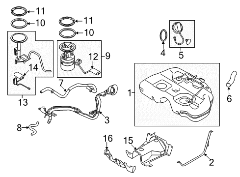 2009 Nissan Murano Fuel Supply Fuel Tank Sending Unit Diagram for 25060-CA00C