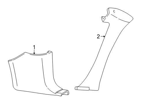 2001 Ford Mustang Interior Trim - Pillars, Rocker & Floor Windshield Pillar Trim Diagram for 2R3Z-7603598-AAB