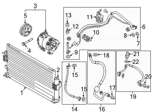 2018 Ford Focus A/C Condenser, Compressor & Lines Front Pressure Hose Rear Bracket Diagram for AV6Z-19812-B