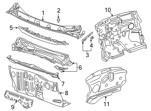 2022 Chevrolet Bolt EV Cowl Insulator Diagram for 42761665