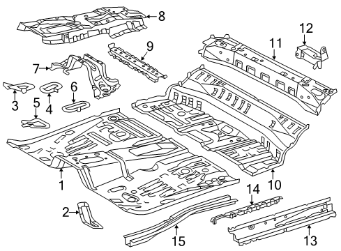 2013 Scion iQ Pillars, Rocker & Floor - Floor & Rails Support Brace Diagram for 58061-74012