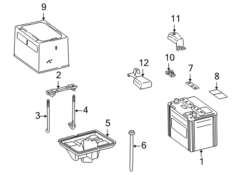 2001 Lexus LS430 Battery Tray, Battery Diagram for 74431-50050