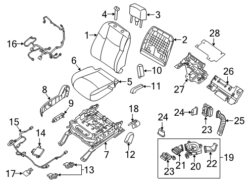 2017 Nissan Murano Power Seats Pad Assy-Cushion, Front Seat Diagram for 87311-5AB6A