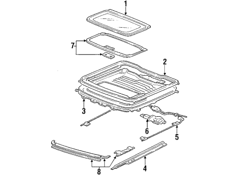 1993 Acura Integra Sunroof Cover, Passenger Side Rail (Sunroof) Diagram for 70630-SK7-000