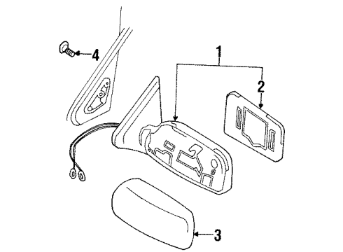 2001 Infiniti G20 Outside Mirrors Screw-Tapping Diagram for 08368-6122G
