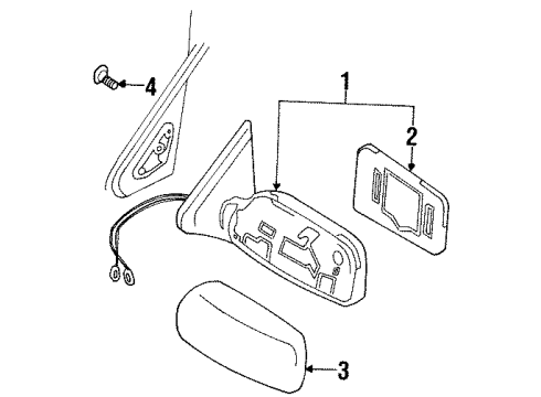 2001 Infiniti G20 Outside Mirrors Mirror Assembly-Door, R Diagram for 96301-7J120