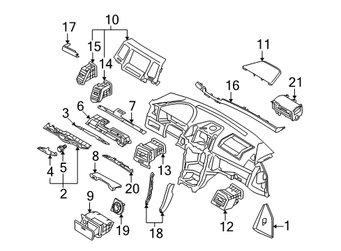 2007 Kia Amanti Cluster & Switches, Instrument Panel Cover Assembly-SIDERH Diagram for 847753F70526