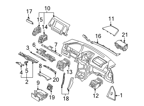 2007 Kia Amanti Cluster & Switches, Instrument Panel Panel Assembly-Lower Crash Pad Diagram for 847653F00548