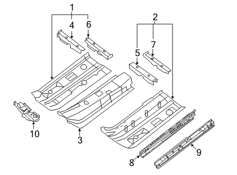 2013 Nissan Sentra Pillars, Rocker & Floor - Floor & Rails Floor-Front, RH Diagram for G4320-3SGMA