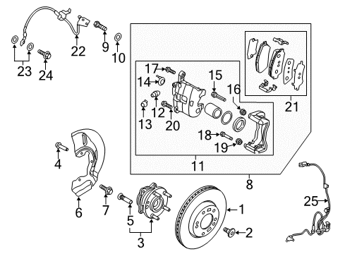 2018 Hyundai Tucson Anti-Lock Brakes Front Brake Assembly, Right Diagram for 58130D3100