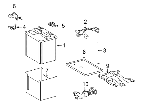 2010 Toyota Corolla Battery Hold Down Diagram for 74404-12500