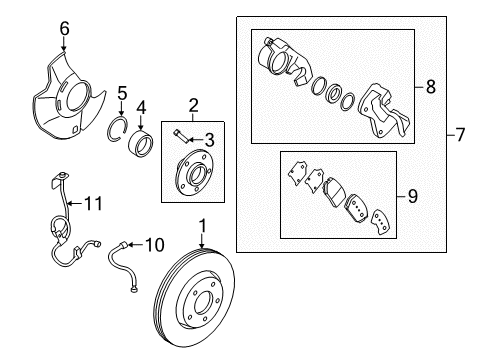 2013 Kia Optima Brake Components Front Brake Assembly, Right Diagram for 581302T250