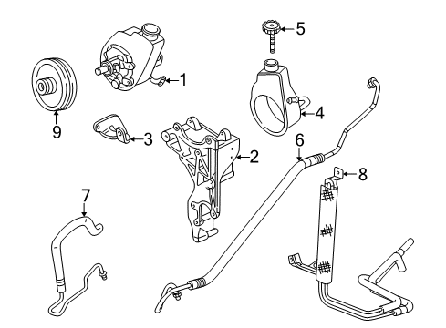 2006 Chevrolet Tahoe P/S Pump & Hoses, Steering Gear & Linkage Power Steering Oil Cooler Diagram for 15829086