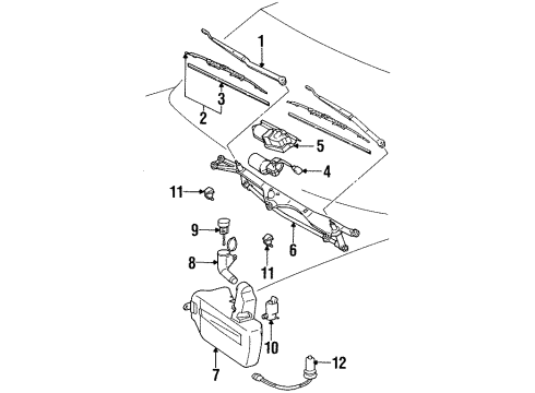 1998 Lexus SC400 Wiper & Washer Components Windshield Wiper Blade Assembly Diagram for 85212-24071