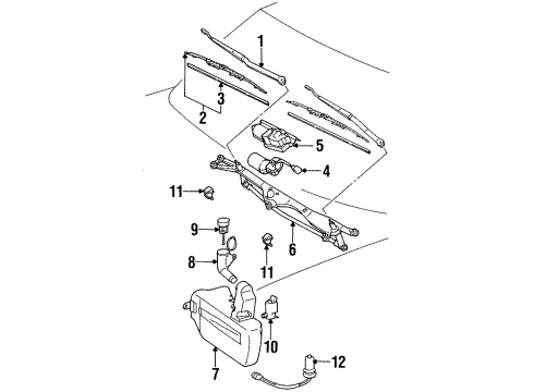 1998 Lexus SC400 Wiper & Washer Components Wiper Blade Rubber Diagram for 85214-30250