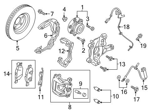 2017 Ford Edge Brake Components Brake Hose Bolt Diagram for 7T4Z-2L122-A