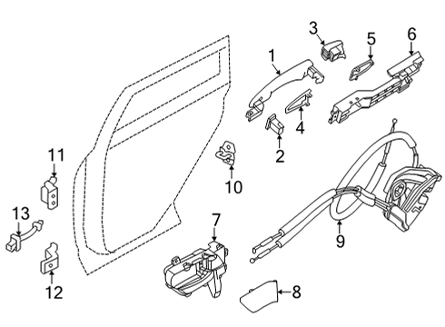 2021 Nissan Rogue Lock & Hardware Controller-Lock & Remote, Rear Door LH Diagram for 82501-6RR0A