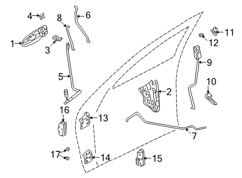 2006 Chrysler Sebring Trunk Lid & Components, Exterior Trim Front Door Upper Hinge Diagram for 5127792AA