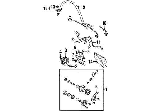 1999 Chevrolet Prizm P/S Pump & Hoses, Steering Gear & Linkage Pipe, P/S Gear Inlet Diagram for 94857848