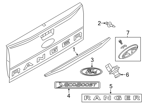 2020 Ford Ranger Parking Aid Nameplate Diagram for VKB3Z9942528B