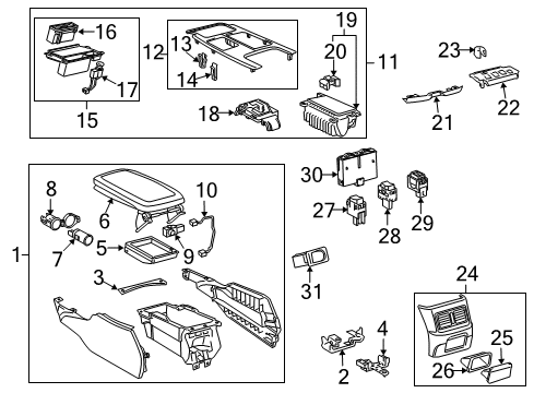 2010 Lexus GS350 Heated Seats Garnish, Console Upper Panel, Front Diagram for 58831-30180-C0