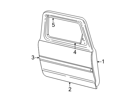 1999 Ford Explorer Front Door & Components, Exterior Trim Door Shell Diagram for XL2Z-7820124-AA