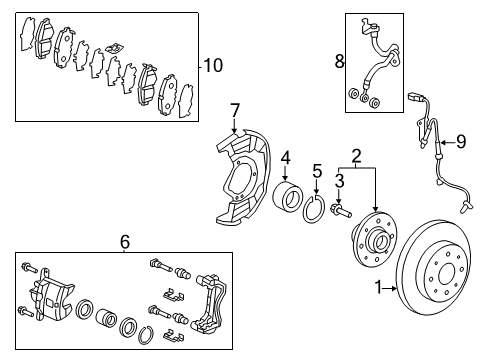 2016 Honda CR-Z Brake Components Caliper Sub-Assembly, Left Front Diagram for 45019-SZW-000