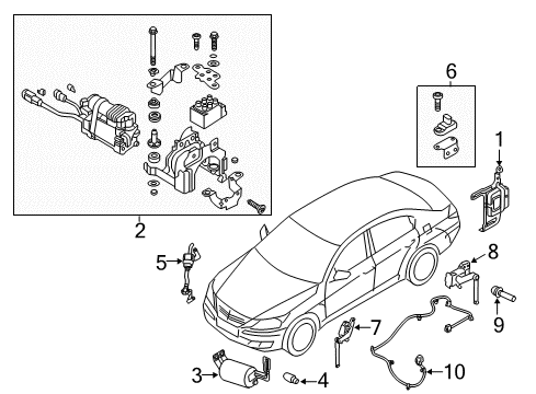 2014 Hyundai Equus Anti-Lock Brakes Compressor & Bracket Assembly Diagram for 55880-3N000