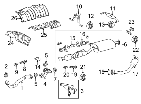 2013 Lexus RX450h Exhaust Components Case, Exhaust Pipe Gas Control Actuator Diagram for 17498-47010