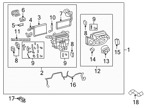 2011 Chevrolet Caprice Air Conditioner Heater & Air Conditioner Control Assembly Diagram for 92259247