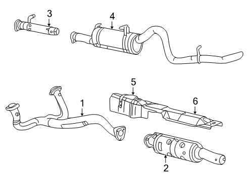 2000 Ford Excursion Exhaust Components Muffler & Pipe Diagram for YC3Z-5230-CB