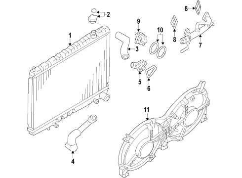 2016 Nissan Murano Cooling System, Radiator, Water Pump, Cooling Fan Hose-Radiator, Lower Diagram for 21503-5AF0A