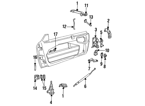 1993 Cadillac Allante Door & Components Cylinder Asm-Front Side Door Lock Diagram for 3534001
