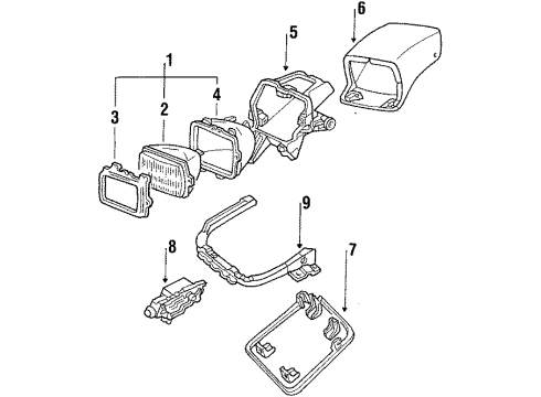 1986 Chevrolet Corvette Headlamps Housing-Headlamp Diagram for 16500351