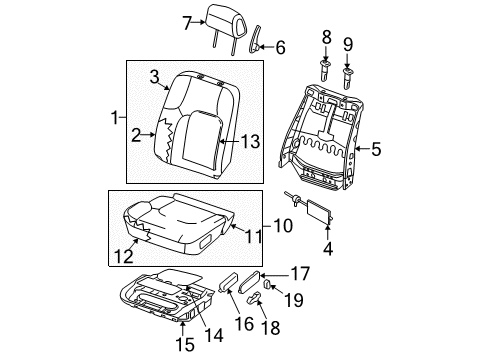 2009 Nissan Frontier Driver Seat Components ESCUTCHEON Diagram for 87382-ZL00A