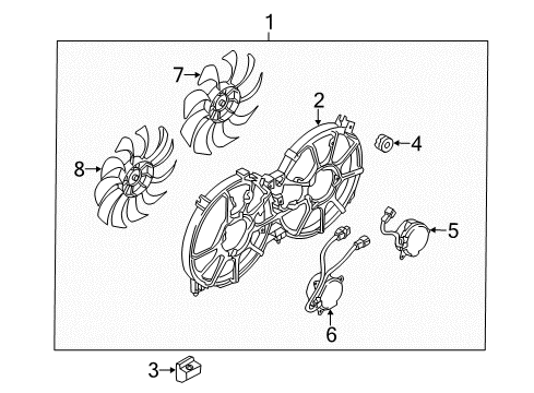 2011 Nissan Murano Cooling System, Radiator, Water Pump, Cooling Fan Fan-Motor Diagram for 21486-1AA0A